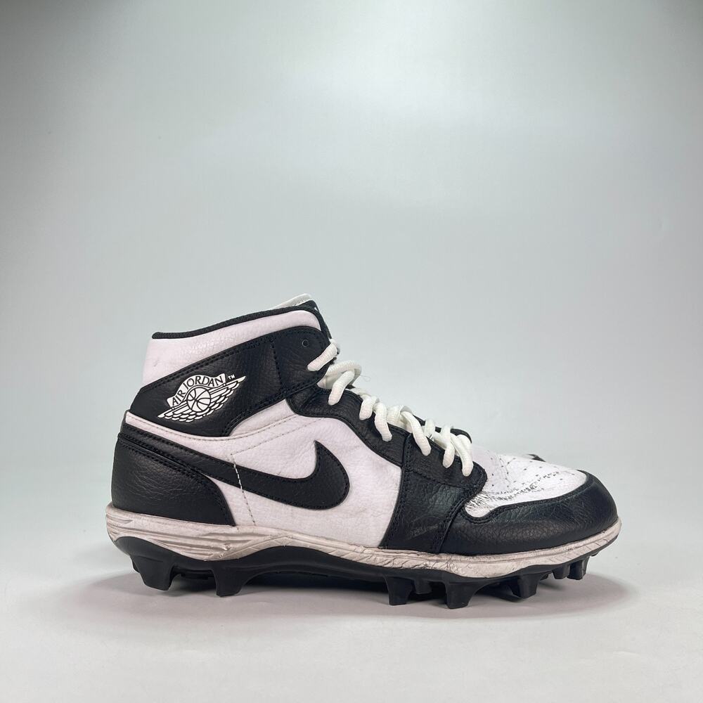 Jordan 1 Mid TD Black White Athletic Football Cleats FJ6805-100 Men's Size 8.5